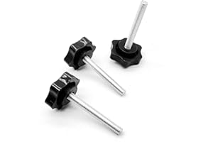 DGZ STORE 10pcs M6-1.0x45mm Star Hand Knobs,Plastic Black Cap Clamping Knob. (Size: 32×6×45).