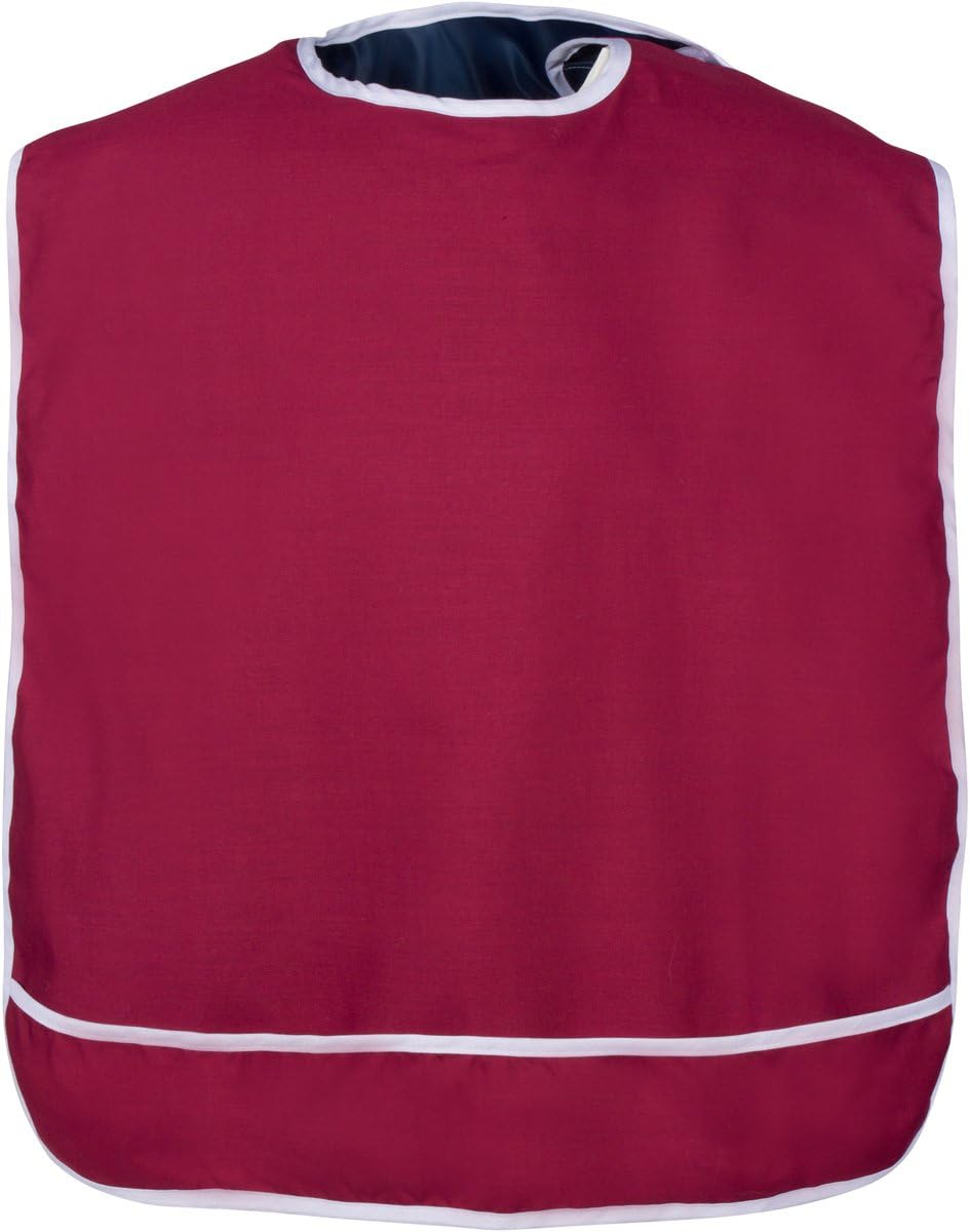 Adult Bib for Eating, Waterproof Clothing Protector with Crumb Catcher. Machine Washable (red-Wide): Health & Personal Care