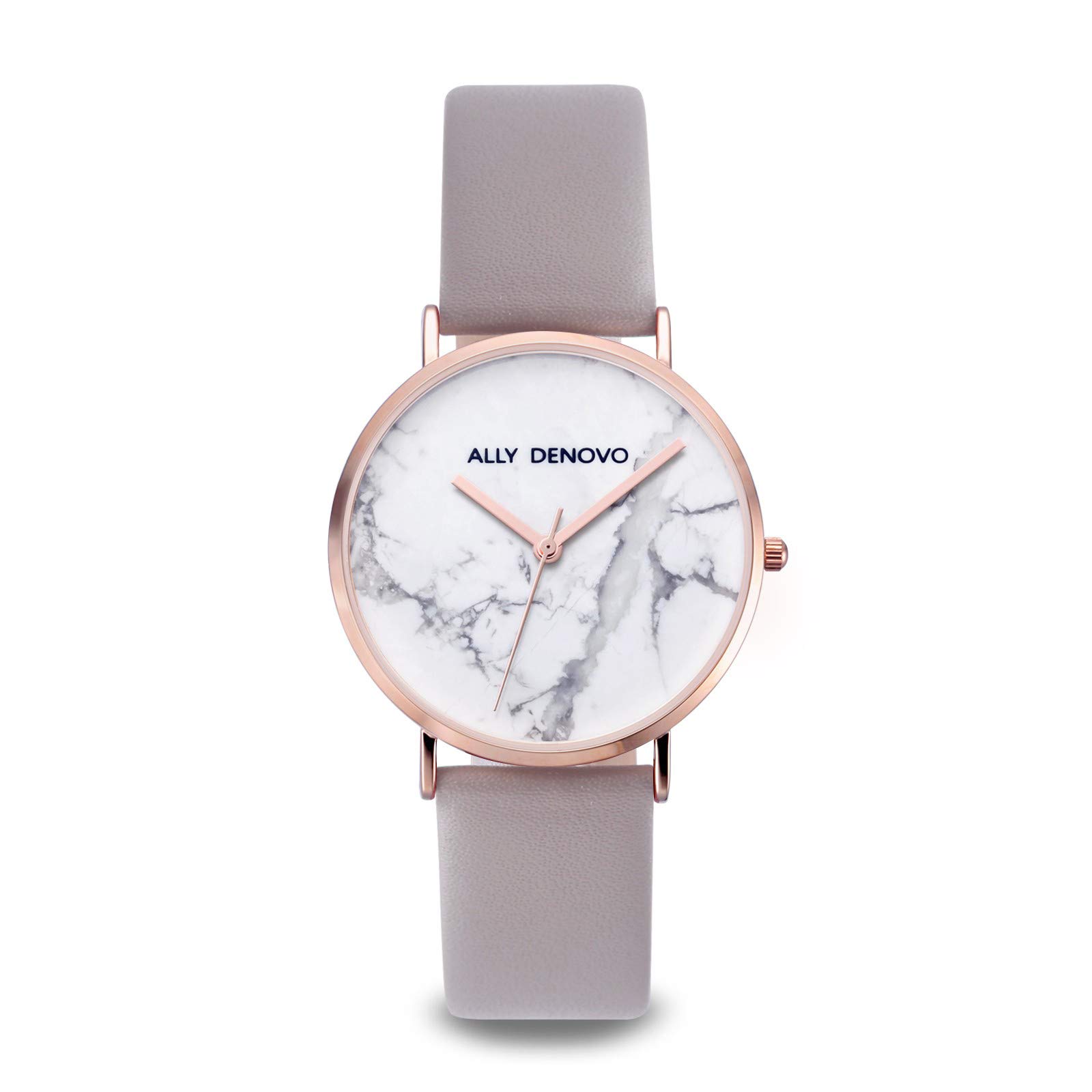 Ally Denovo Carrara Marble Women's Watch with Leather Strap Analogue Rose Gold-Plated AF5005.7