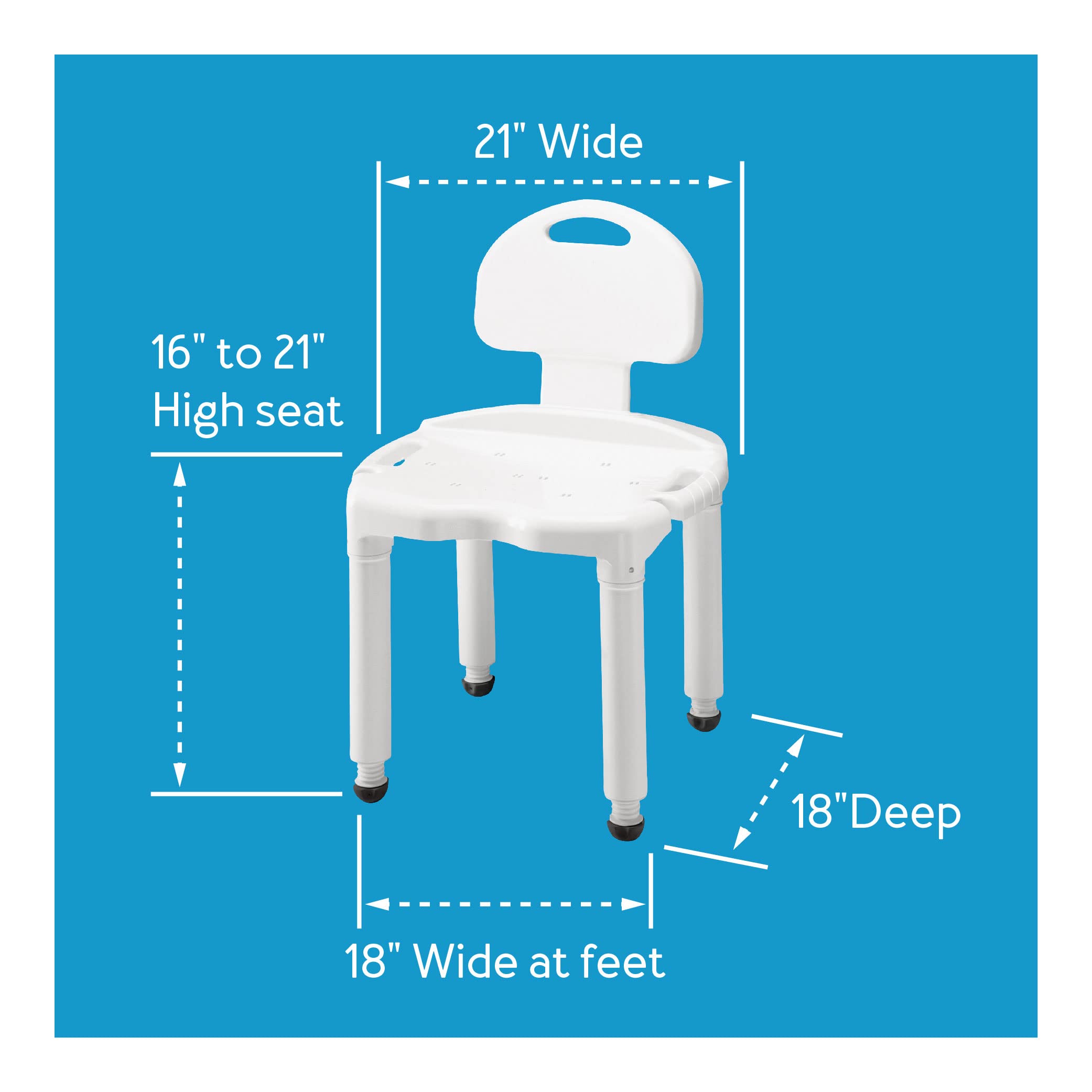 Carex Bath Seat And Shower Chair with Backrest for Seniors, Bath Chair For Elderly, Disabled, Handicap, and Injured Persons, Supports Up To 400lbs, Shower Seat For Inside Shower, Made in USA