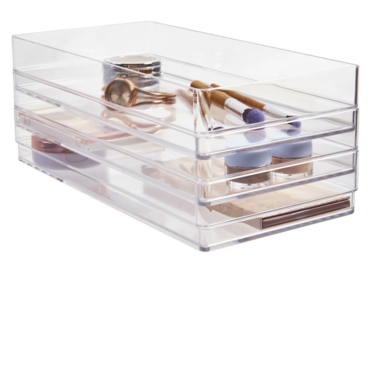 STORi Clear Plastic Drawer Organizers 12" x 6" x 2" l Set of 3