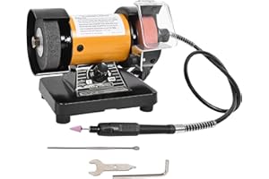 Vevitts Mini Multi Purpose 3" Bench Grinder and Polisher with Tool Rest and Safety Guard, 31" Long Flexible Shaft, Variable S