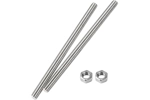 HiPicco Fully Threaded Rod M10 x 200mm 1.5mm Thread Pitch, 2 Pack 304 Stainless Steel Right Hand Threaded Rods Bar Studs for 