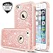 LeYi Compatible with iPhone SE Case(2016), iPhone 5 /iPhone 5S Case with Glass Screen Protector [2 Pack],Glitter Bling Girls Women Heavy Duty Protective Case for iPhone 5S/5/SE TP Rose Gold