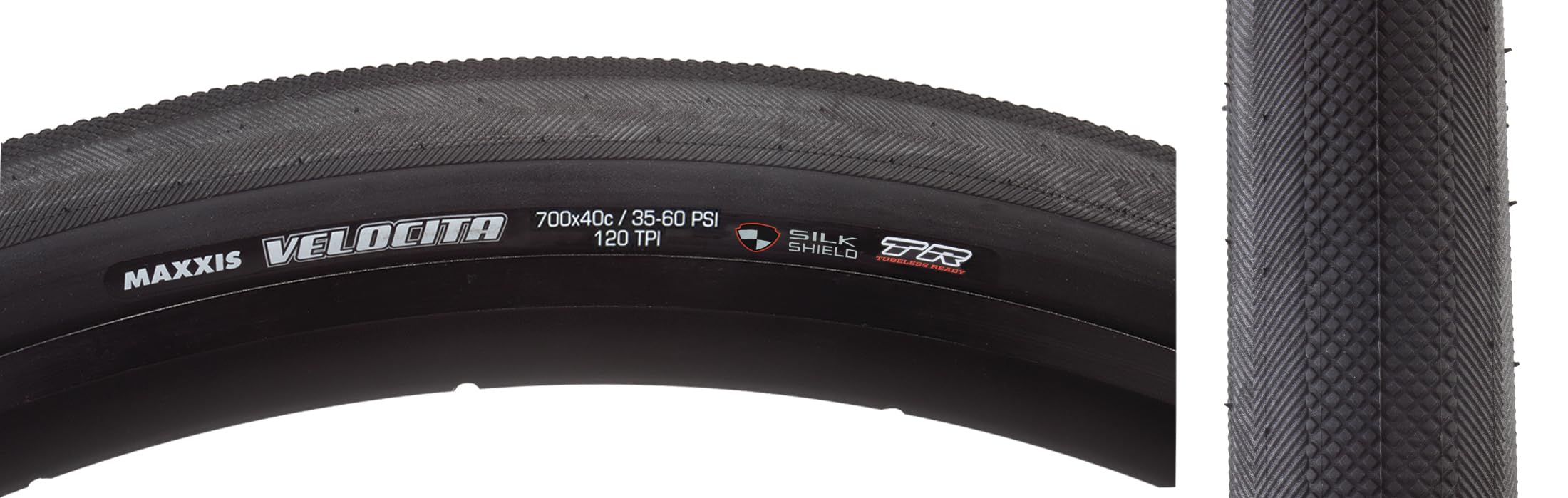 Maxxis Velocita AR 700x40C 120 TPI Dual Compound EXO/TR Tyre, Black