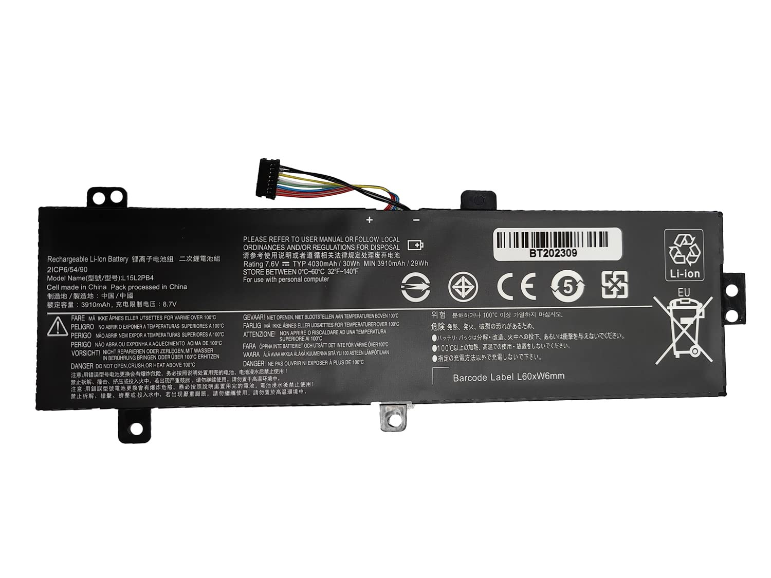 L15L2PB4 L15M2PB5 L15M2PB3 L15L2PB5 L15C2PB3 L15C2PB7 Laptop Battery Replacement for Lenovo IdeaPad 510-15ISK/15IKB 310-15ABR/15IAP/15IKB/15ISK 310 Touch-15IKB/15ISK Series(7.6V 30Wh)