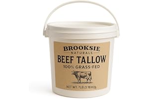 BROOKSIE NATURALS 100% Grass Fed Beef Tallow 7 Lb. Bulk - No Additives 100% Pure - Rendered - Chemical-Free Filtered
