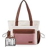 LOVEVOOK Tote Bag for Women, Puffer Work Tote with Zipper, Compartments, Travel Handbag for Nurse, Teacher, Daily Use, Gym