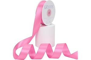 Kryvus Hot Pink Satin Ribbon, Double Faced 1 Inch X 25 Yards Hot Pink Ribbon, Premium Satin Ribbon for Gift Wrapping, Crafts, Hair Bow Making, Sewing, Flower Bouquet, Wedding Party Decor