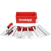 Goldblatt Switchable Notched Trowel Set, Stainless Steel, Soft Grip Handle | 6 Interchangeable Blades 11" x 4-1/2", Tile Trowel, Easy Storage Box, Concrete Finishing Tool, Cement Trowel