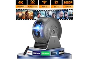 Mini Projector 4K 1080P [Built-in Apps] 2026 Upgraded Projector Portable, Auto Focus & Auto Keystone 360° Rotatable, with WiF