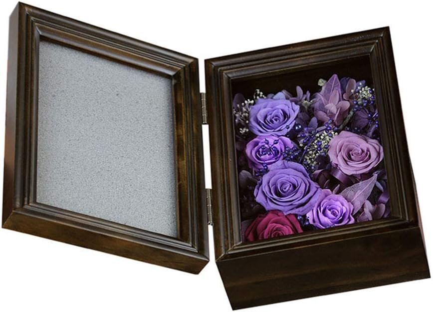 Shjich Eternal Flowers Real Rose Double Door Solid Wood Photo Frame Bedroom Party Table Decor Centerpieces Decorations Crafts Gifts For Birthday Wedding Valentine S Day Amazon Co Uk Kitchen Home