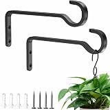 saffruff 14.5 cm Hanging Basket Brackets 2 Pack Black Wall Hooks Garden view 9