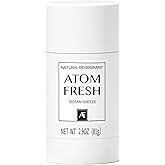 Atom Fresh Natural Deodorant Solid Stick – 72H Triple Odor Defense – Aluminum-Free, Baking Soda-Free – With Amino Acids, Mineral Powder, Plant-Based Starch – Ocean Breeze – Skin Safe – 2.9 oz