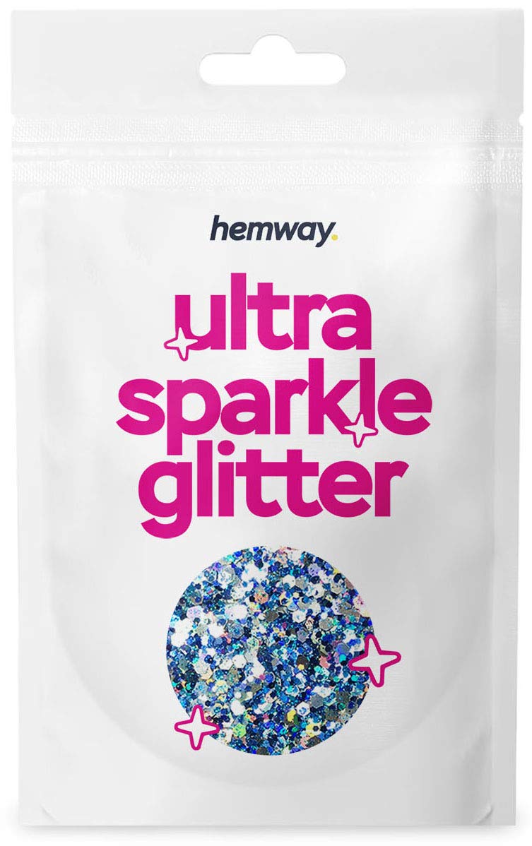 HemwaySilver Blue Ice Holographic Mix Glitter Chunky Multi Purpose Dust Powder Arts & Crafts Decorations Costumes Makeup Cosmetic Face Eye Body Nails Skin Hair Festival 10g