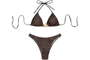 Women's Triangle Bikini Set High Cut String Thong Swimsuit Two Piece Cheeky Bathing Suit