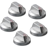 atgestore DG64-00975A 001 NE/NX9000T Stove Knobs Replacement for Samsung Stove Parts DG94-03443A NX60T8511SS/AA Samsung Range Parts Burner Knobs Gray Plastic Gas Cooktop Control Knobs 5 Pcs