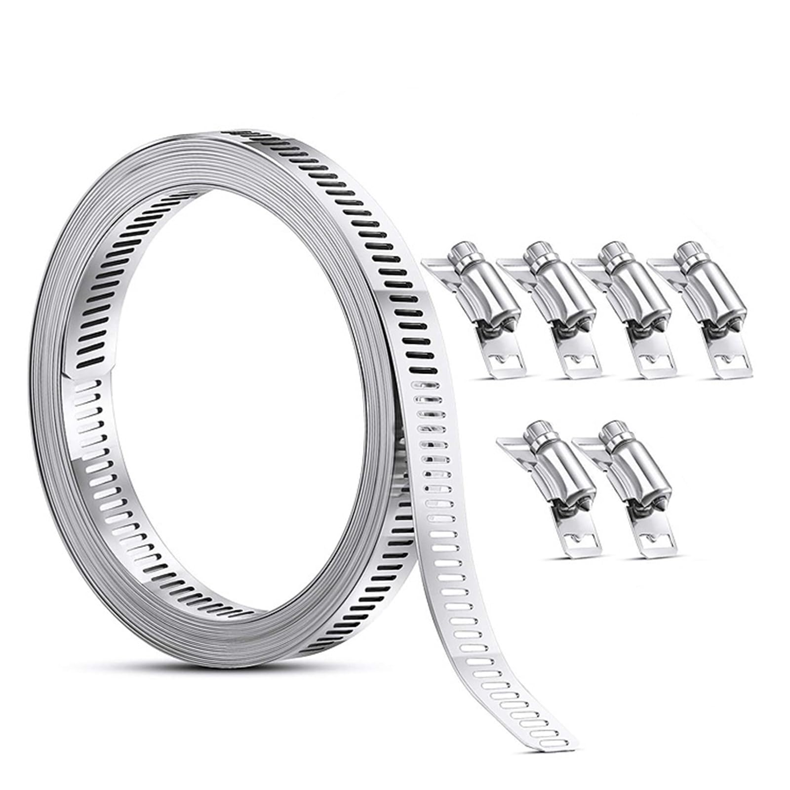 One Piece Practical Adjustable Hose Clamps Rust Resistant Stainless Steel Worm Clamp Useful Worm Drive Hose Clips for Tube and Fuel Line