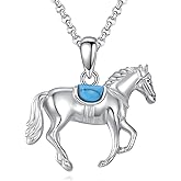 SHINYKEND 925 Sterling Silver Horse Necklace for Women, Turquoise Horse Pendant Necklace Valentine's Day Birthday Mothers Day Graduation Animal Jewelry Gifts for Her Mom Girlfriend Daughter 18+2"