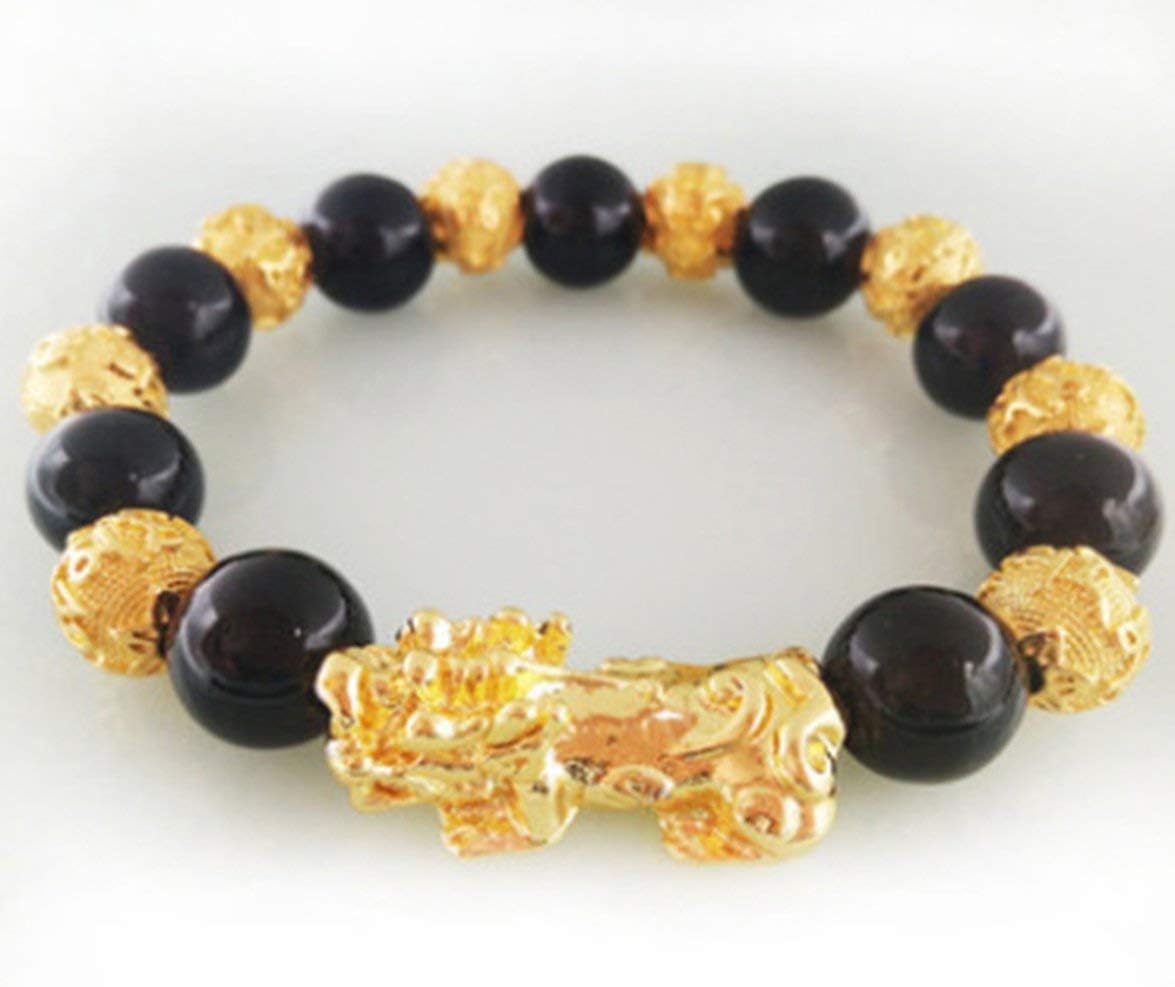 Natural Stone Black Obsidian Pixiu Bracelet Pixiu Lucky Brave Troops Charms Jewelry for Women & Men