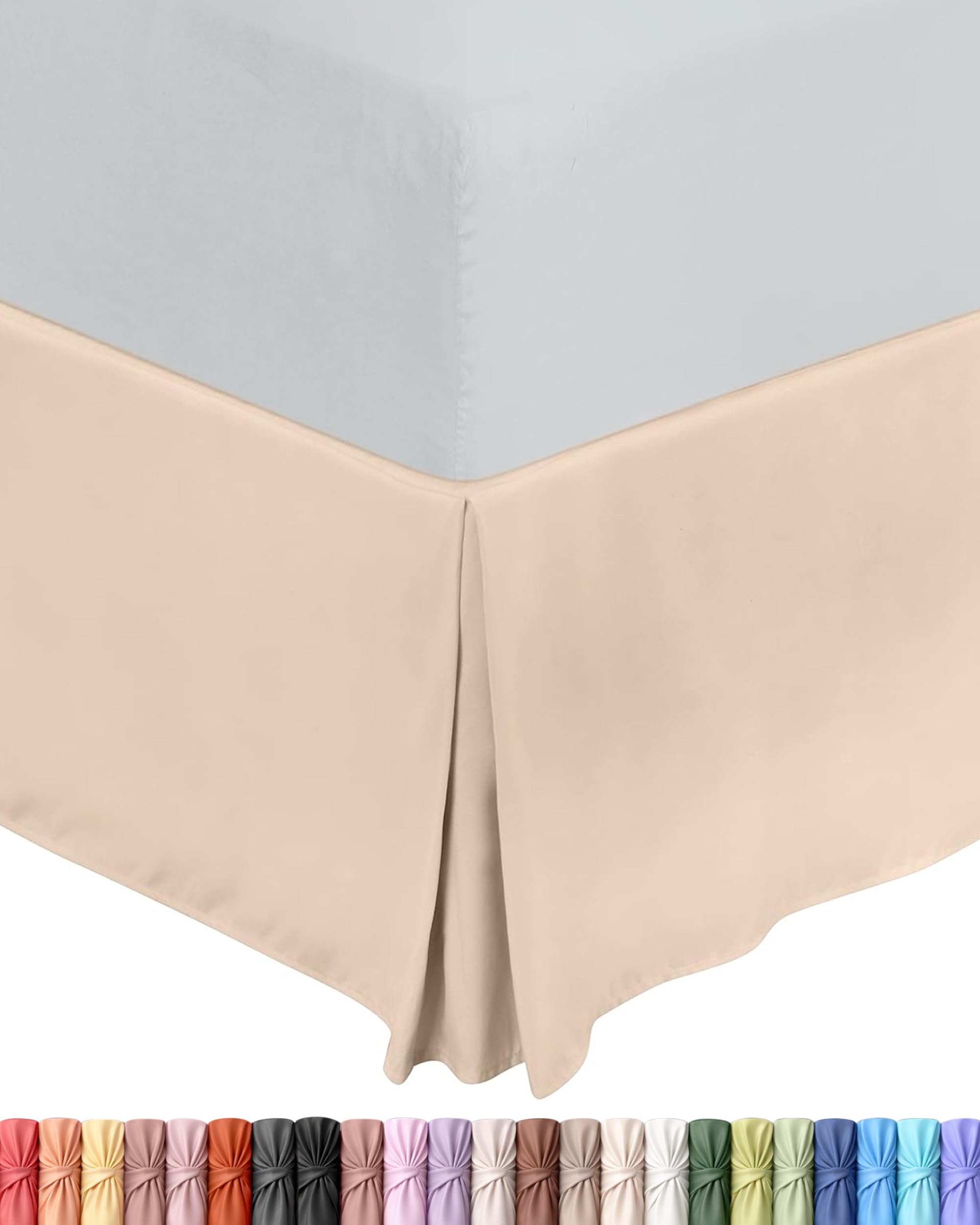 Utopia Bedding Valance Sheet Double, OEKO-TEX Certified, Soft Brushed Polyester Microfiber, Fits Under the Mattress, Pleated Base Bed Skirt with a Drop of 40 cm (Beige)