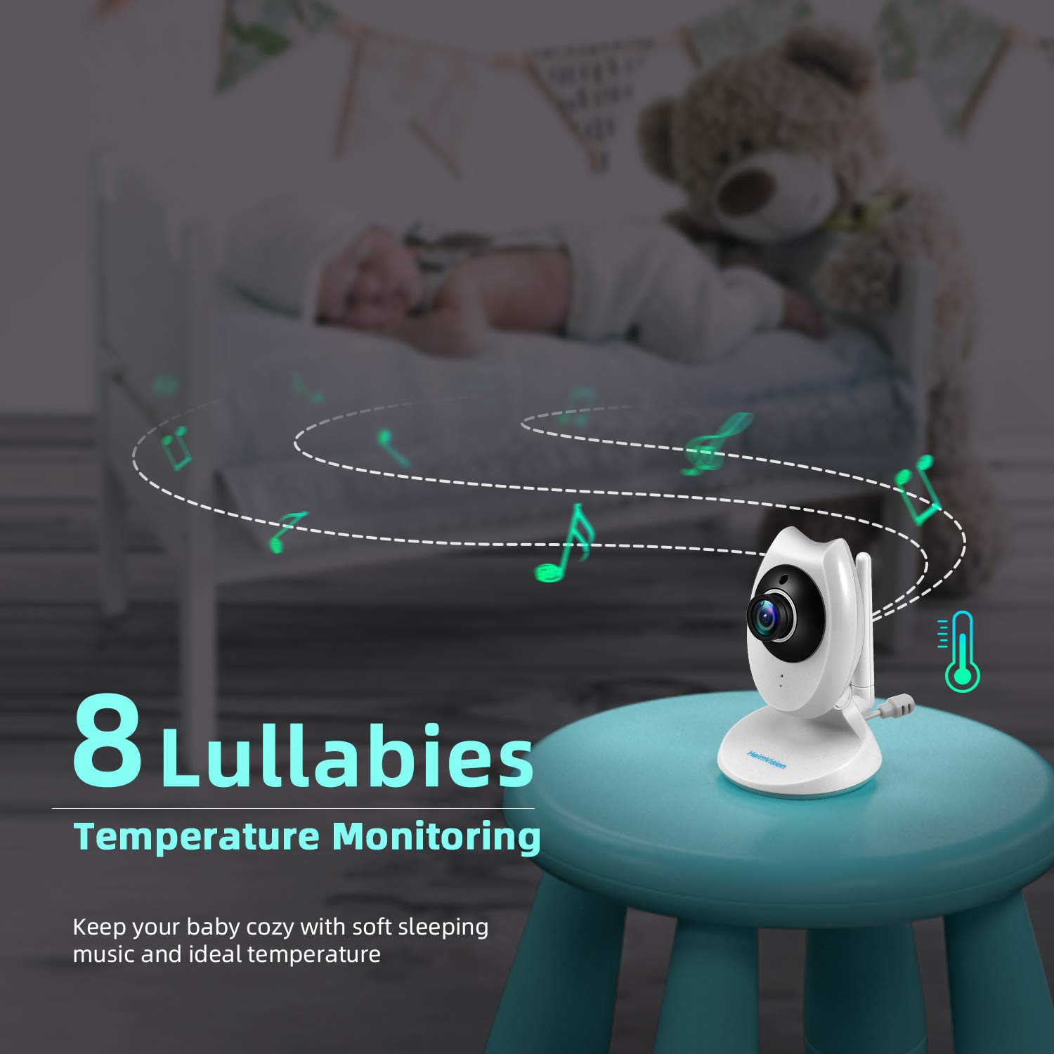 HeimVision Baby Monitor, HM132 Video Baby Monitor with Camera and Audio, 4.3" Split Screen Baby Camera with Night Vision, 2 Way Talk, VOX Mode, 8 Lullabies, Extra Lens and Holder Included : Baby