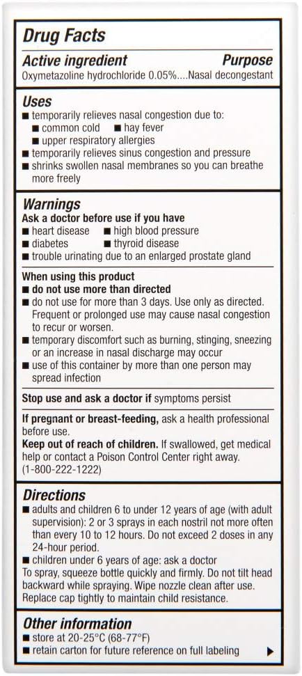 Rite Aid Extra Moisturizing Nasal Spray, Oxymetazoline HCI 0.05% - 1 oz | Cold and Allergy Relief | Nasal Decongestant: Health & Personal Care