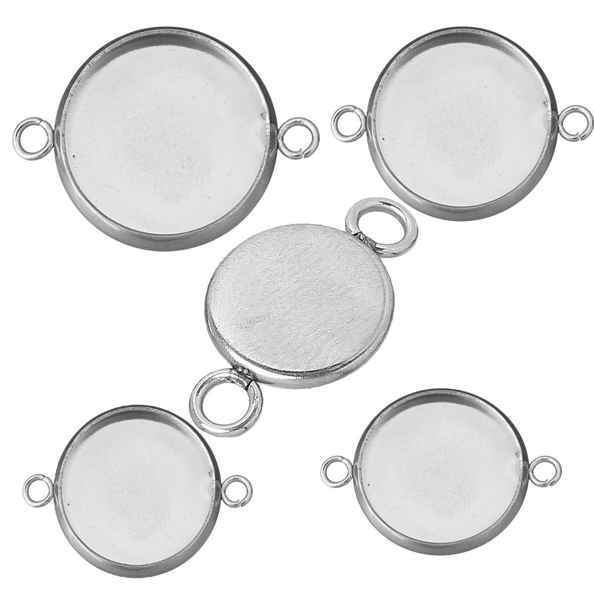 Stainless steel connector setting set for 8 mm 10 mm 12 mm 14 mm 16 mm cabochons 25 pieces round cabochon blanks jewellery connector intermediate piece
