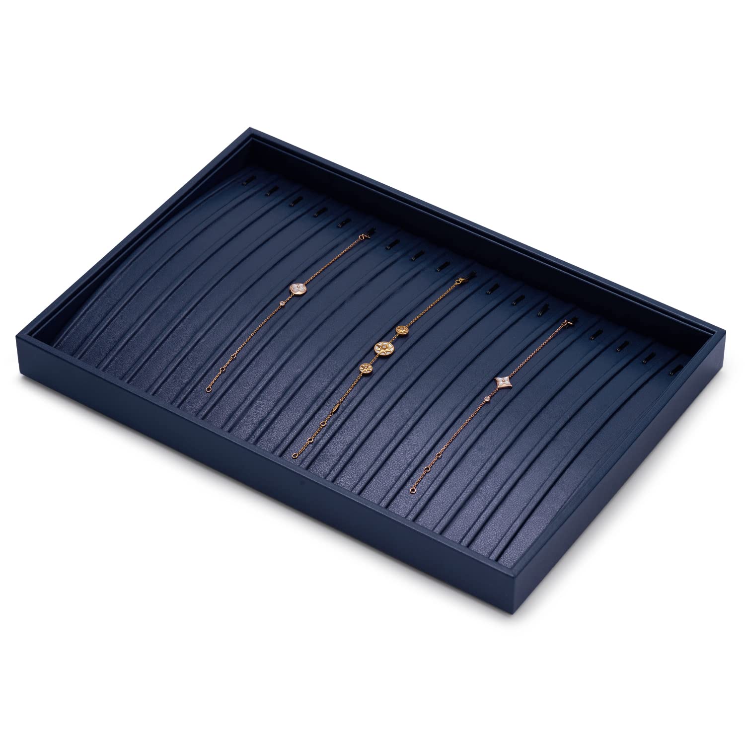 Oirlv PU Leather Jewellery Tray Stackable Jewellery Tray Jewellery Organiser Tray Jewellery Display Tray for Necklace Long Chain Pendant Display and Organiser
