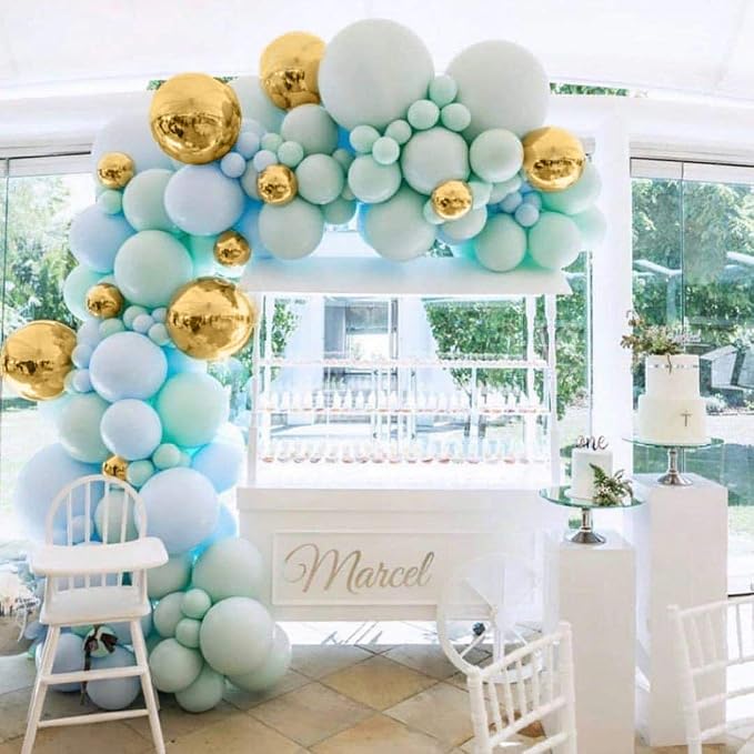 130 Pieces Blue and Green Balloon Garland Arch Kit