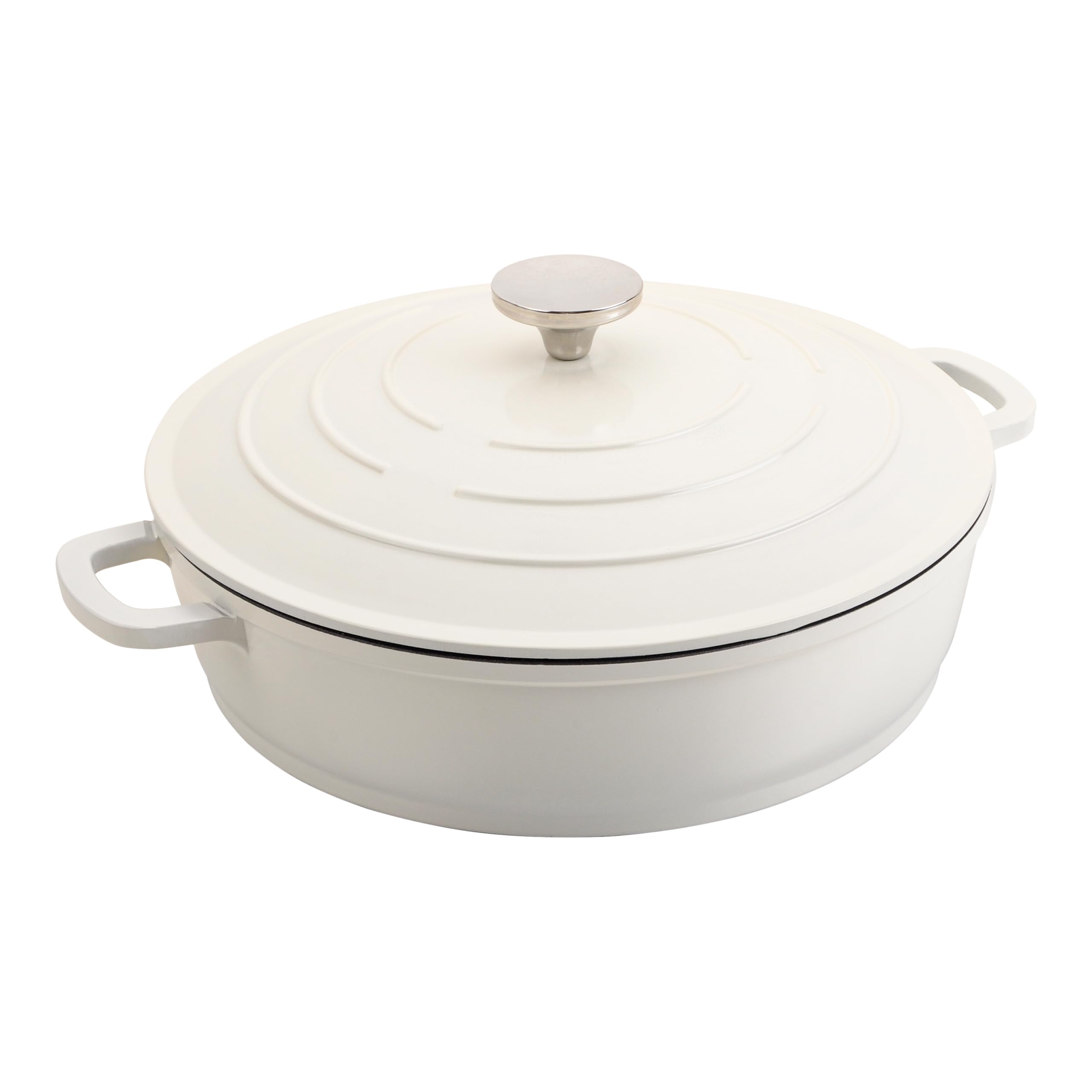 Commichef XR-L28CR 28cm Cast Aluminium Shallow Casserole Dish, Suitable for Oven and All Types of Hob, Perfect for Stews and Casseroles, Cream