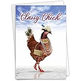 NobleWorks - 1 Funny Happy Birthday Notecard - Women's Humor Greeting Card with Envelope - Classy Chick C7230BDG