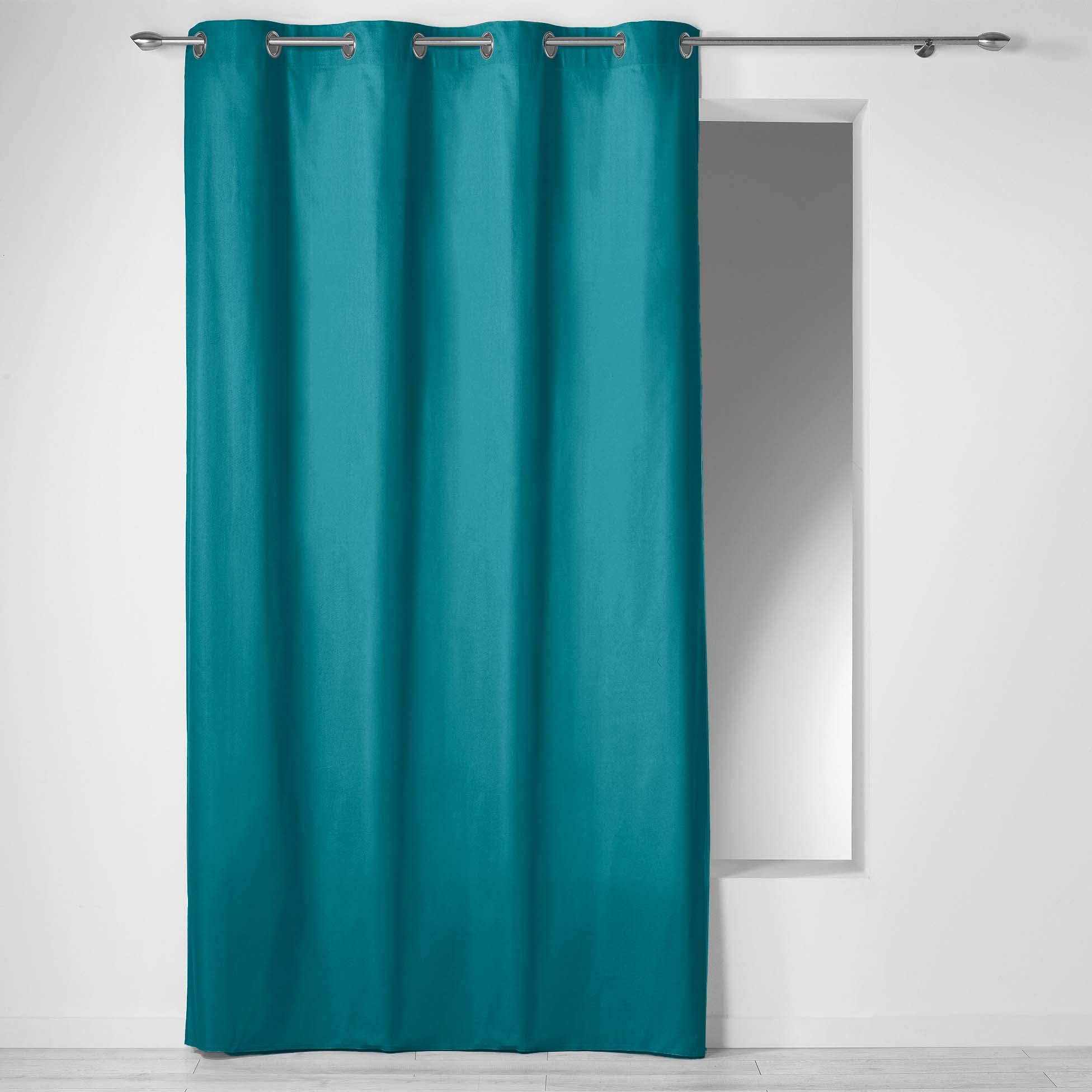 Douceur d'Intérieur - Panama Cotton Eyelet Curtain - 140 x 240 cm, Ceramic, blue, 140x2x240 cm