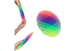 FAUKAIT Fidget Toys, Elastic Worm Fidget Toy, Stretch and Squeeze Fidget Worm Sensory Toys for Kids, Stress and Anxiety Relief Calming Fidgets Desk Toys for Adults,Exercise Wrist,Ideal Gifts (Rainbow)