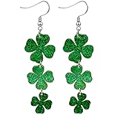 St. Patrick's Day Earrings for Women Irish Green Shamrock Dangle Earrings for St Patricks Day Accessories Green Good Luck Clover Drop Earrings for Irish Festival Jewelry