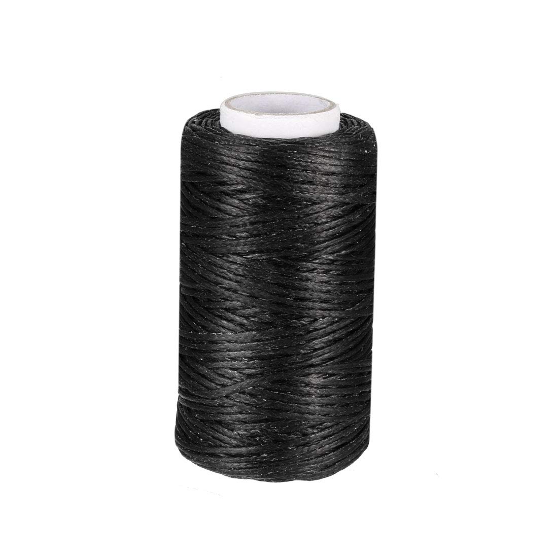 Sourcing Map 55 Yards 150D/1mm Black Leather Sewing Thread, Waxed Hand Stitching Thread for Leather and Bookbinding