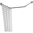 EEUK Curved Shower Rod Diamond Shaped Curtain Rail, Bathroom Bathtub Corner Shower Curtain Rod Rack 304 Stainless Steel Wall Mounted Install Drill Free for Clothing StoreSilver