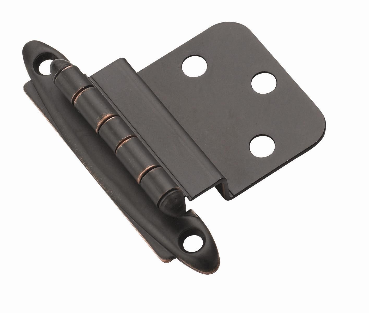 Photo 1 of Amerock | Cabinet Hinge | 3/8 inch (10 mm) Inset | Oil Rubbed Bronze | 2 Pack | Non Self-Closing | Face Mount | Cabinet Door