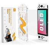 bibuks 2 Pack Tempered Glass Screen Protector for Nintendo Switch OLED 2021-With Auto Alignment Kit,9H Hardness, Bubble Free,Anti-Scratch