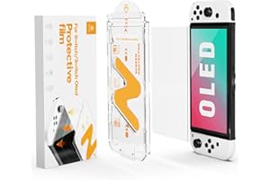 bibuks 2 Pack Tempered Glass Screen Protector for Nintendo Switch OLED 2021-With Auto Alignment Kit,9H Hardness, Bubble Free,Anti-Scratch