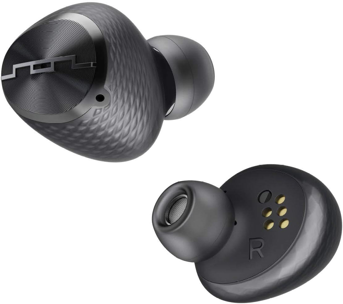 SOL RepublicAMPS AIR+ In-Ear Headphones - Active Noise Cancelling Wireless Earphones, 7-Hour Playtime and 24 Hours with Charging Case, Sweatproof, IPX5 Rating - Black