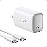 Anker Nano Charger, 100W Foldable MacBook Charger for iPhone Series, and All USB C Devices, 6ft USB-C Cable Included, Compati