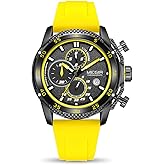 MEGIR Men's Sports Analogue Chronograph Luminous Quartz Watches with Stylish Yellow Silicone Strap for Gifts (2211 Yellow)