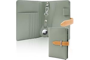 Deziliao Passport wallets, Mulit-purpose RFID Blocking Passport Holder AirTag Wallet, Travel Wallet（Moss Green）