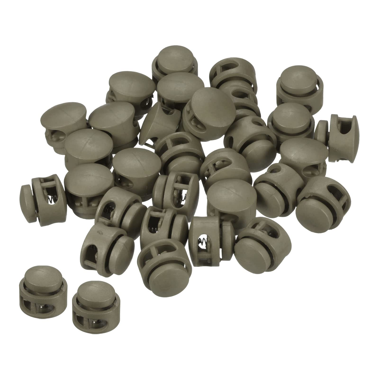 PATIKIL Cord Locks, 30 Pack Round Spring Toggle Stopper for Drawstring Bag Shoelaces, Olive Drab