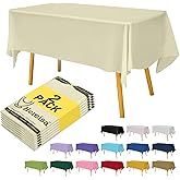 Hereisa Ivory Plastic Tablecloths 2 Pack Cream Disposable Table Covers 54 x 108 Inch Bridal Party Tablecovers PEVA Beige Table Cloths for BBQ Picnic Birthday Wedding Parties 8 ft Rectangle Table Use