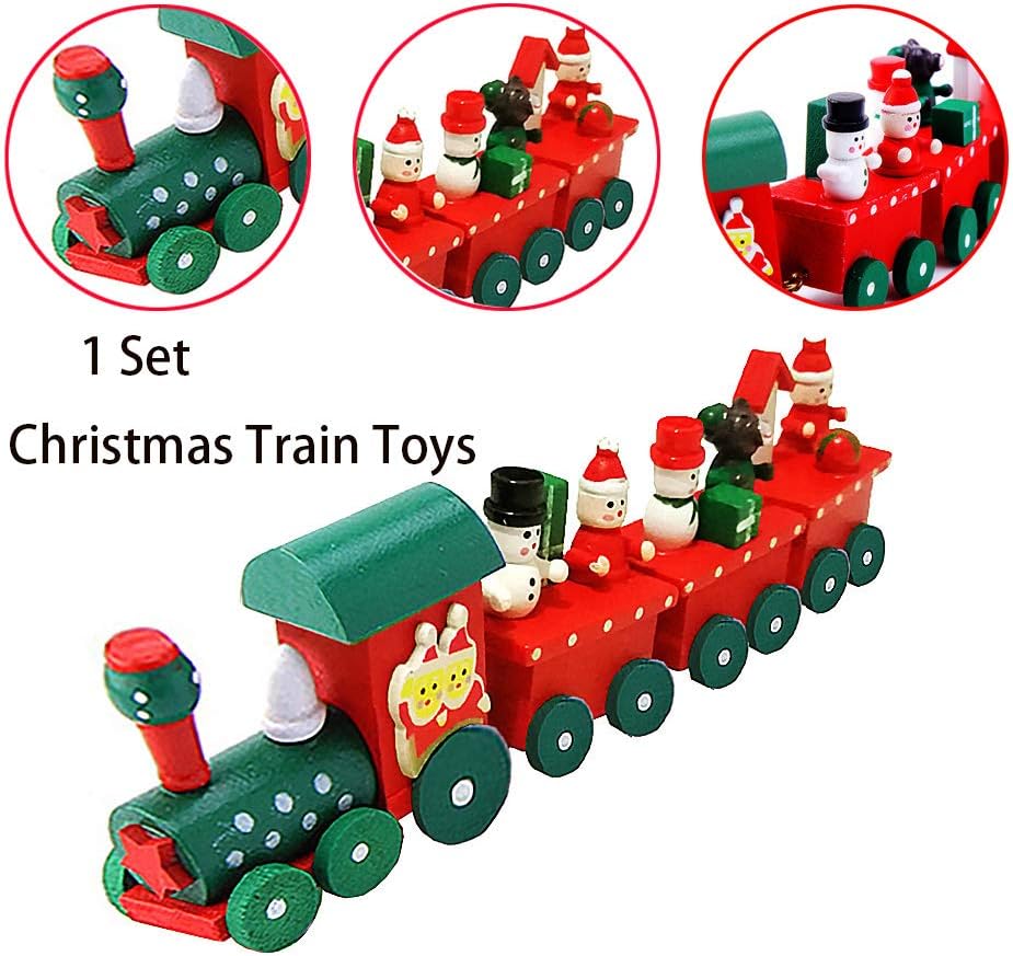 wooden christmas train set