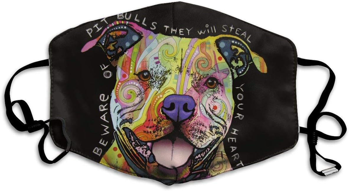 Risating Face Masks Anti-Dust Mouth Cover Designer Pit Bull Dog Washable and Reusable Mask Warm Windproof for Women Men Boys Girls Kids