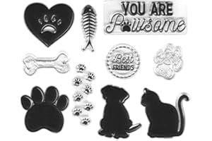 ON-AIRSTORE Animal Dog Cat Foot Prints Clear Stamps for Card Making Decoration DIY Scrapbooking, Friend Letters Transparent Rubber Seal Stamps for Photo Card Album Crafting Supplies.