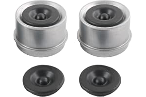 JDMSPEED 2pcs 1.98'' Trailer Axle Dust Cap Cup Grease Cover Hub with Extra 2 Rubber Plugs for Most 2000 to 3500 lb Dexter EZ Lube Camper RV Boat, Wheel and Bearing
